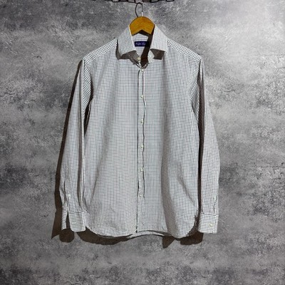 ralph lauren purple label mens dress shirt RALPH LAUREN PURPLE LABEL Pinstriped Super 150s Wool-Flannel Shirt for Men