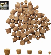 Cork Stoppers - 100-Pack Mini Cork Stoppers, Tapered Corks Bottle Plugs, 5 Sizes