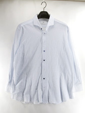 Emanuel Berg 18 XXL 46 Blue Pattern Modern Fit Shirt Button Up Work Casual