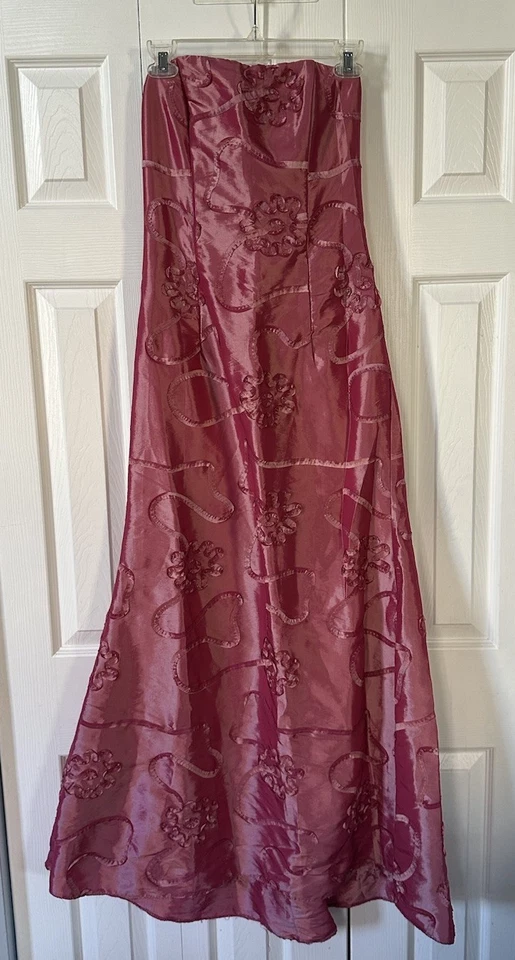 De Colección Y2K Jessica McClintock Rosa Sin Tirantes Vestido de Baile de graduación Bordado Floral 8 Foto 2 de 4