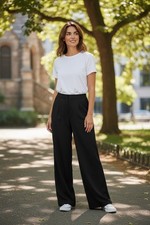 Women Giorgio Armani Classico 38 100 Pure Wool Black Pants Borgo 21 EUC Pockets