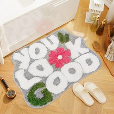 You Look Good Grey Plush Microfiber Fun Bathroom Floor Rug Mat 21x25 In Decor