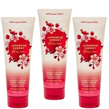 Bath & Body Works Lot of 3 Japanese Cherry Blossom Body Cream Lotion 8 oz NEW