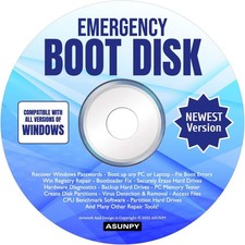 Emergency Boot Disk CD DVD PC Repair Diagnostics Recovery For Windows 11, 10,8,7