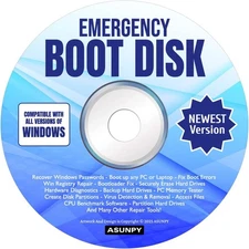 Emergency Boot Disk CD DVD PC Repair Diagnostics Recovery For Windows 11, 10,8,7
