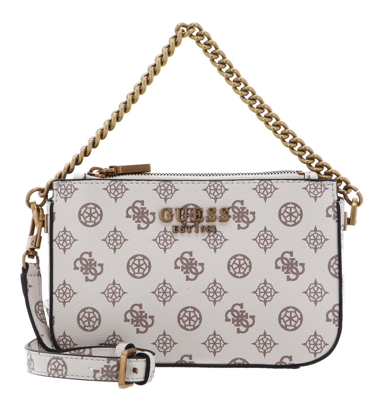 GUESS cross body bag Fynna Mini Status Crossbody Bag Cream Logo