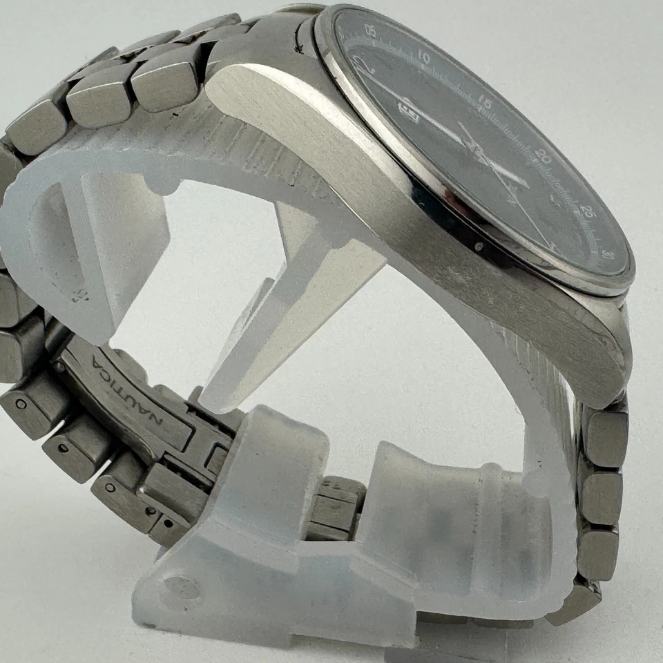 Швейцарские мужские кварцевые часы Nautica 100 м серебристые синие стальные аналоговые ~на запчасти для ремонта - Изображение 3 из 4