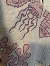 Sand cloud beach towel Seahorse Print Pink Purple 100% Turkish Cotton Tassels
