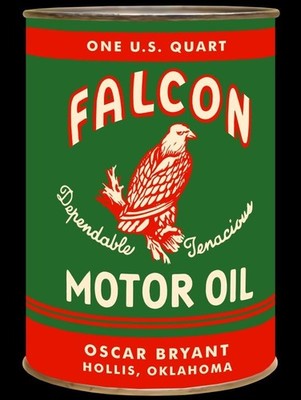 Falcon Motor Oil of Hollis, Oklahoma NEW Metal Sign: 12x16 Ships Free