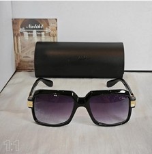 Cazal Sunglasses Black Golden Frame Glasses Dark Lens Unisex Hiphop  Case