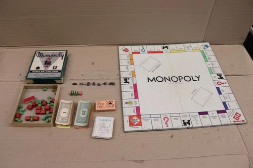 Vintage 1935 Monopoly Popular Edition Green No 8 Box , Board  Parker Brothers