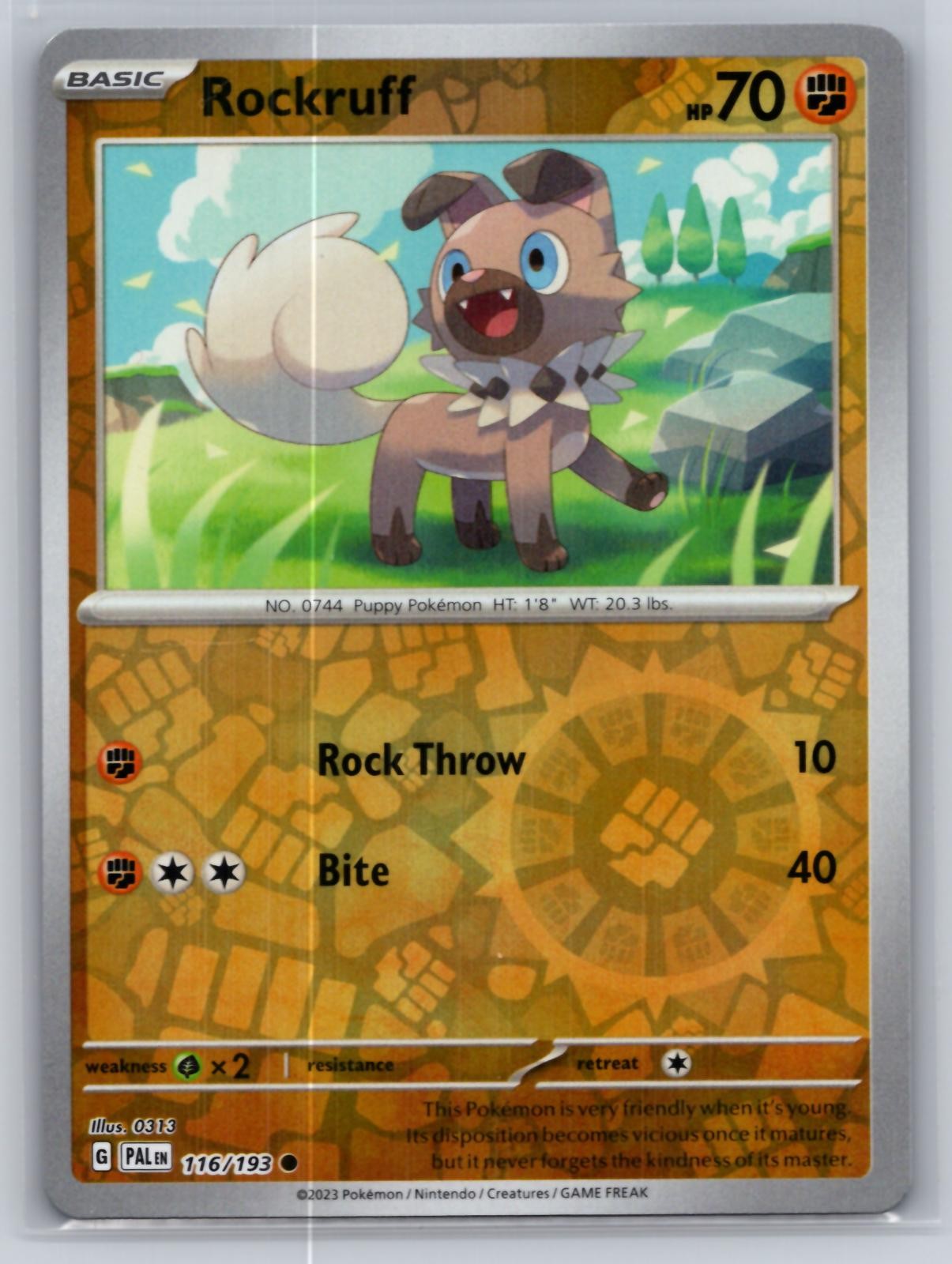 Rockruff 116/193 Common Paldea Evolved Pokemon Reverse Holo Near Mint