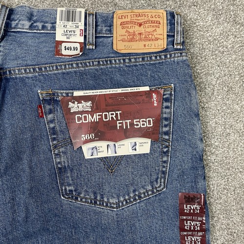 Levis 560 Comfort Jeans Men 42x34 Blue Denim Work Tapered Vintage Y2K NWT NOS - Picture 2 of 10