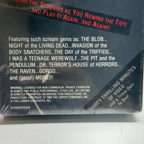 Vintage Creepy Classics VHS Tape Sealed Vincent Price Horror Movie Clips 1988 - Picture 3 of 6