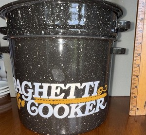 16 qt Speckled Enamel Spaghetti Cooker Stockpot w Pasta Insert & Lid 3pc