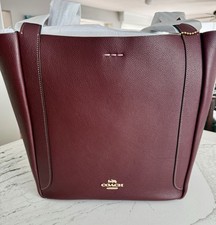 Coach Burgundy Pebbled Leather Tote DFR HDLY Authentic New In Original Packaging