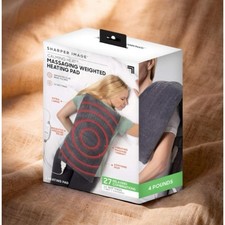 Sharper Image Calming Heat Massaging Weighted Heating Pad 12x24 12 Setting Gray
