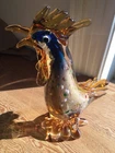 Vintage 12” Murano Glass Sommerso Gold Leaf Confetti Rooster