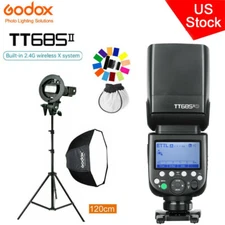 US Godox TT685II-S 2.4G TTL HSS Speedlite Flash For Sony+120cm Umbrella Softbox