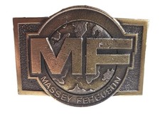 VINTAGE MASSEY FERGUSON TRACTOR MF GLOBE BELT BUCKLE. LEWIS CORP. USA. NEW