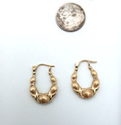 14K Yellow Gold Brushed & Polished Gold X's & O's Hoop Earrings [E335] — photo 6