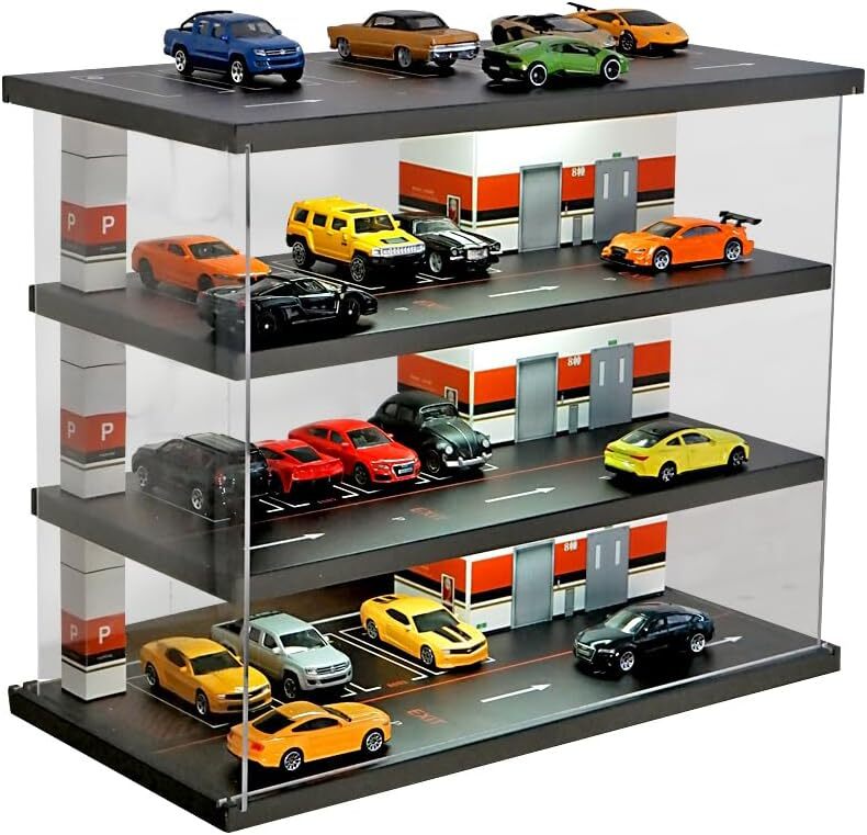 Hot Wheels Diorama 1/32 Scale Toy Car Parking Garage - Cool Display For Diecast Models, Bookshelf Or Desk Decor Car Garage Toy