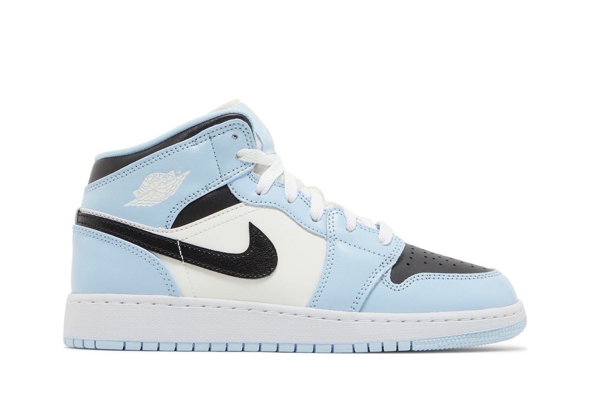 Nike Air Jordan 1 Mid GS Ice Blue Retro Sneakers White Blue 555112