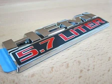 1X  DODGE CHRYSLER JEEP HEMI 5.7 L EMBLEM NAMEPLATE BADGE DECAL CHROME & RED 