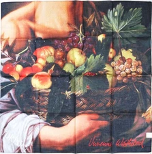 Vivienne Westwood Large Scarf Vintage Caravaggio Red Logo +Gift Wrap Black 66cm