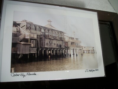 CEDAR KEY FL, Old Pier, Fishing Village, Florida Postcard by J S WATSON 2001