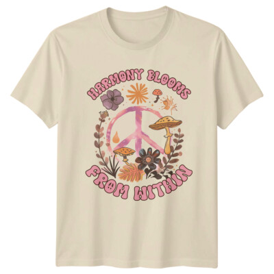 Harmony Blooms From Within Peace Zeichen Hippie Natur T-Shirt