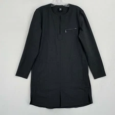 W By Worth V-Neck Shift Dress Womens S Small Dark Gray Long Sleeve