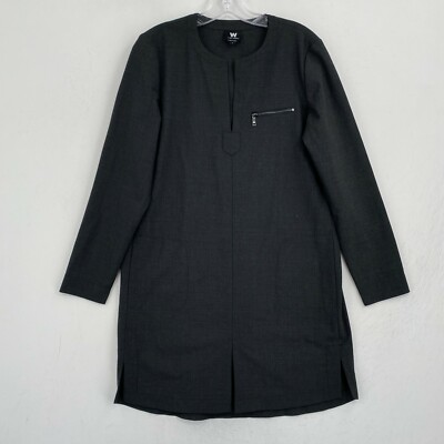 W By Worth V-Neck Shift Dress Womens S Small Dark Gray Long