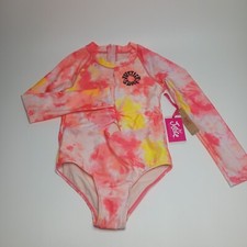 Justice Retro Surf Twist Long Sleeve Swimsuit UPF 50 Girl's Size XS 5-6