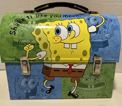 Nickelodeon SpongeBob SquarePants Tin Dome Lunch Box 2007 Viacom