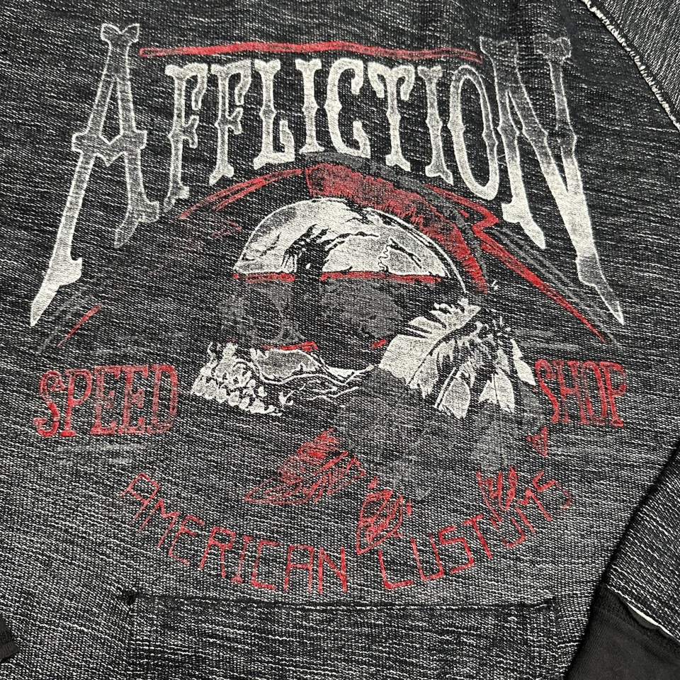 Vintage Affliction Reversible Skull Speed Shop American Flag Hoodie 2XL  USA - Image 2 of 4