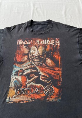 Vintage 90s Iron Maiden Virtual World Tour Black T-shirt | eBay