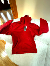 NWT Adidas Men  s Red Pullover Hoodie Sweatshirt SIZE L "TI FLC Hood" CLIMAWARM