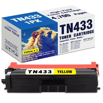 Yellow TN433 Compatible Toner for Brother HL-L8360CDW MFC-L8610CDW HL-L8260CDW