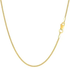 14k Yellow Real Gold Round Wheat Chain Necklace, 1.2mm, 20"