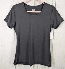 32 Degrees Cool Size Medium Black Active Womens Short Sleeve Gym Top NWT