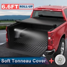 6.6FT Roll Up Bed Tonneau Cover For 2014-2025 Chevy Silverado/GMC Sierra 1500
