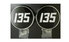 METAL SIDE BADGE - CHROME & PAINTED (PAIR). COMPATIBLE WITH: MASSEY FERGUSON:135
