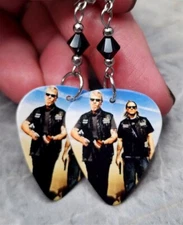 Jax Teller and Clay Morrow Sons of Anarchy Guitar Pick Earrings with Swarovskis
