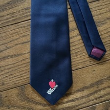Volvo Mens Neck Tie Car Sales Vintage Navy Blue I Love My Red Heart