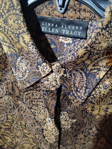 Linda Allard Ellen Tracy Sz 16 Exquisite Silk Blouse Animal Print Shirt Top XL G - Picture 2 of 7