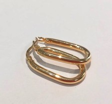 Orecchini anella ovali donna/ragazza oro giallo 9 kt 375 % diametro 22x18 mm