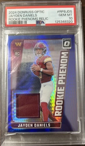 2024 Optic Blue Hyper Rookie Phenoms Patch Jayden Daniels #RPB-JDS PSA 10
