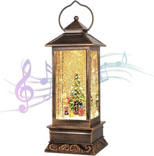 Lighted Christmas Snow Globe Lantern with Music - USB  Battery Operated Decor