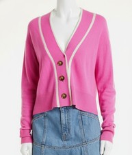 Veronica Beard Womens' Pink Trisa Cashmere Cardigan Sweater Size M